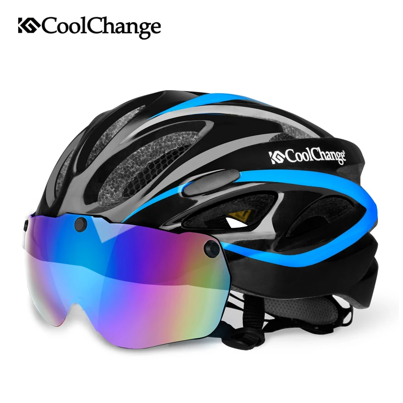 CoolChange Bicycle Helmet EPS Insect Net Road MTB Bike Windproof Lenses Integrally-molded Helmet Cycling Casco Ciclismo CoolChange Bicycle Helmet EPS Insect Net Road MTB Bike Windproof Lenses Integrally-molded Helmet Cycling Casco Ciclismo