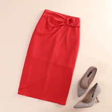 Элегантный темперамент, Новинка лета, открытая юбка средней длины, асимметричная сторона, высокая талия, тонкий костюм, юбка, прямая юбка-барабан