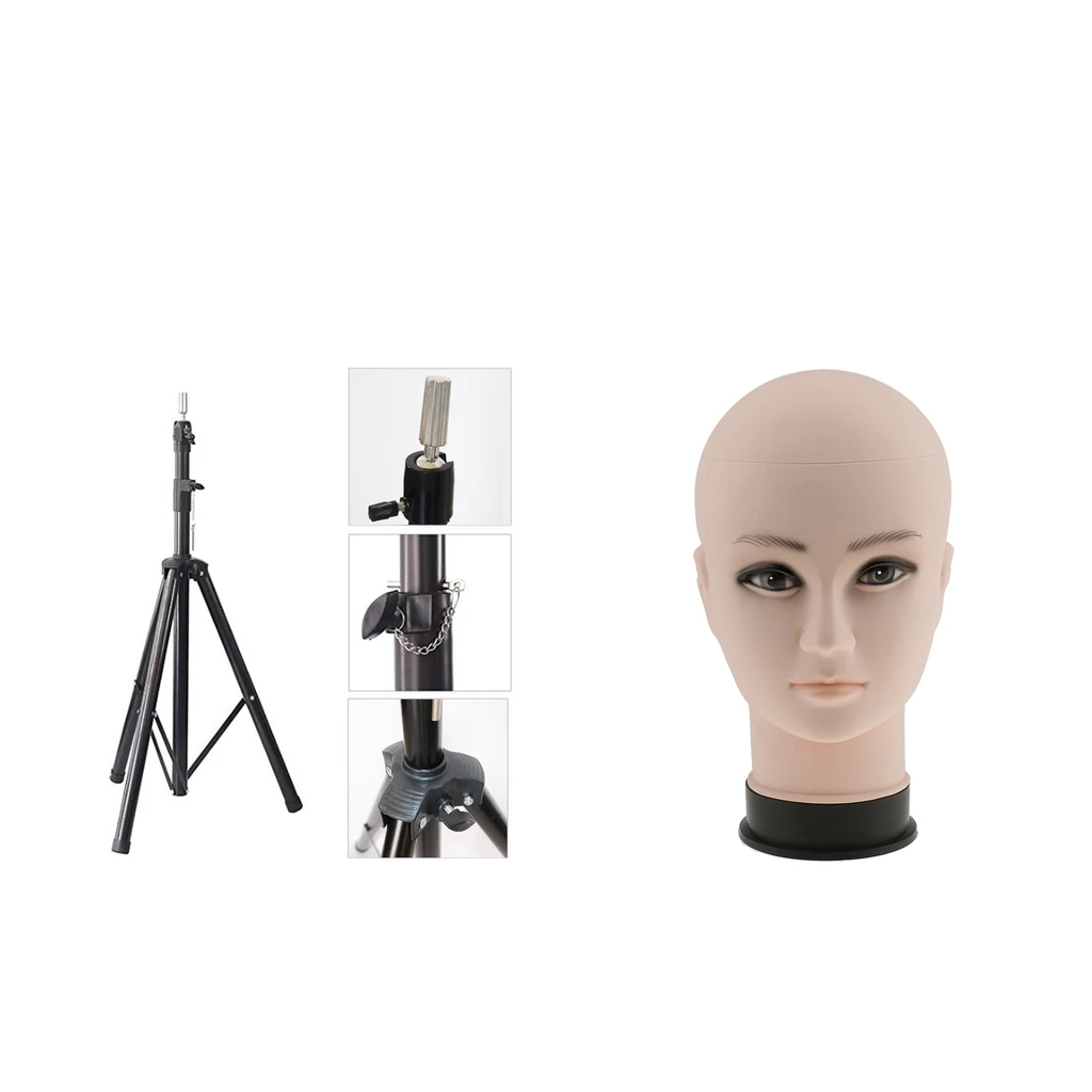 Wig Mannequin Head + Tripod Doll Stand Cosmetology Practice With Travel Bag