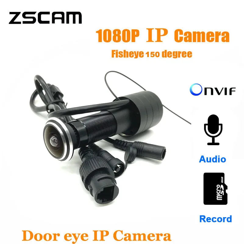 

ZSCAM 2MP 1080P Indoor Door Eye Peephole IP Home Security Camera P2P Motion Sensor Wired Video/Audio Onvif Cam TF Card Supported
