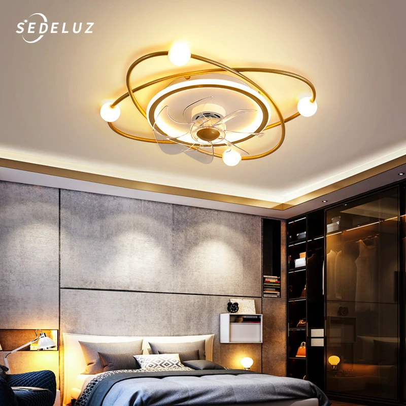 Nordic Simplicity Ceiling Fan for Living Room Bedroom Decor Ceiling Fan Lamp Ventilador Integrated Chandelier Lighting