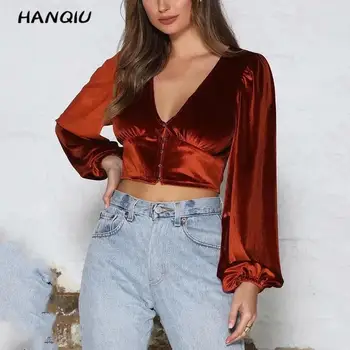 

2019 Vintage green velvet blouse women tops blusas fall casual long sleeve button down shirt for women korean fashion clothing