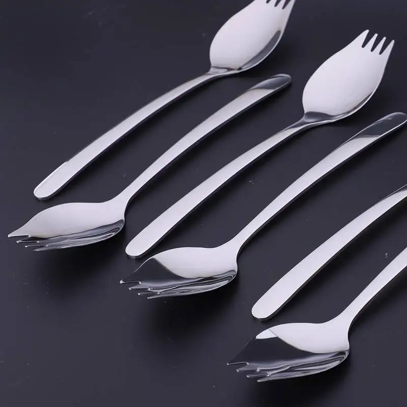 HHO-6-Piece 2 в 1 Многофункциональный Spork(ложка и вилка), 18/10 ложка и вилка из нержавеющей стали набор для лапши, макаронных изделий, фруктов и s