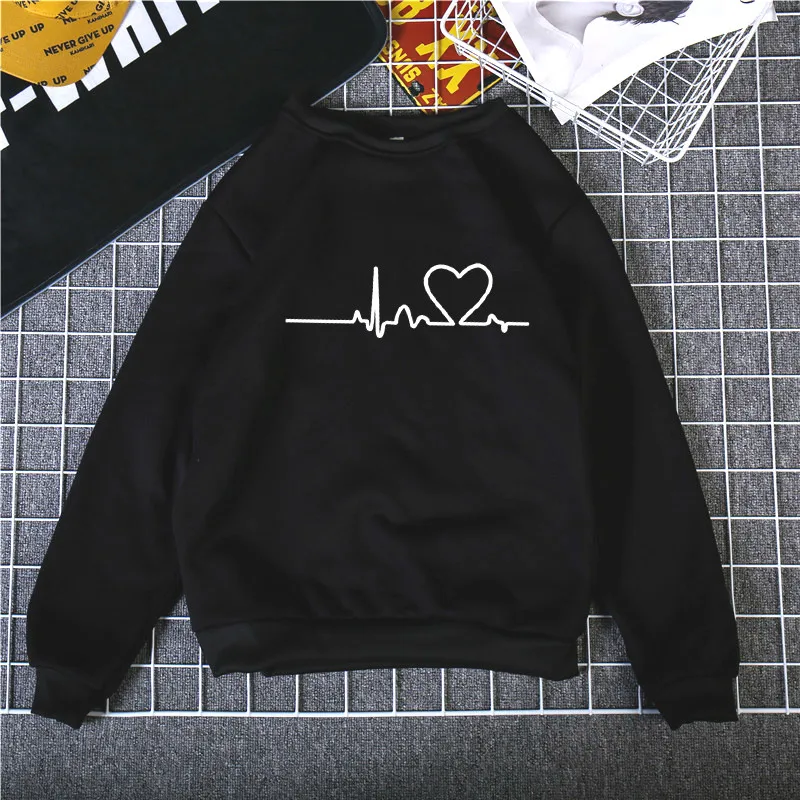 Осенне-зимняя свободная Толстая Трикотажная Толстовка Harajuku с принтом Love, Женский пуловер с капюшоном, топы, женские толстовки, повседневная женская одежда