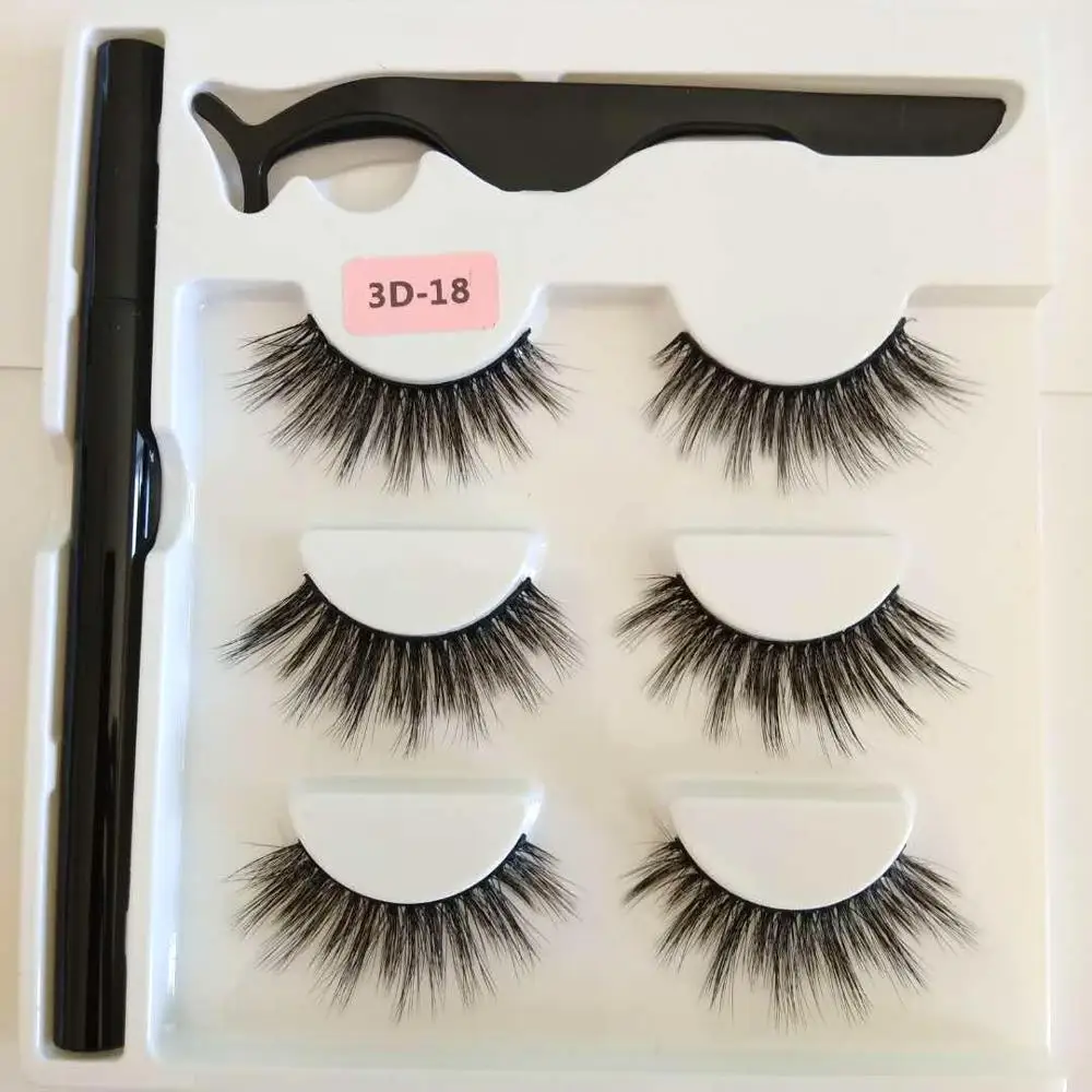 Magic Eyeliner Eyelash No Glue Handmade Soft False Eyelashes Natural long faux mink eyelash Wholesale custom brand | Красота и