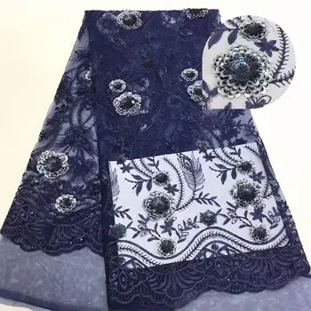 

New Nigerian Tulle Lace Fabric With Sequins Embroidered Design African French Net Lace Fabric For Wedding Dress 5 Yards