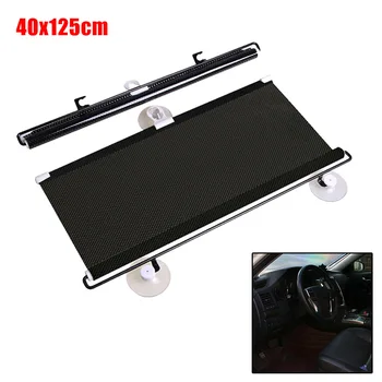 

40*125cm Black Auto Retractable Windshield Sun Shade Curtain Anti-UV Block PVC Sun Visor Retractable Sun Shade