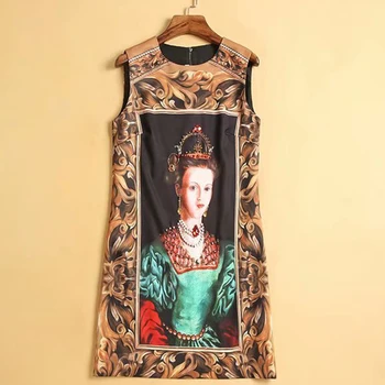 

HIGH QUALITY Newest Fashion 2020 Runway Dress Women's Sleeveless Vintage Print Tank Dress