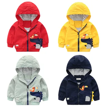 

Hot Sale!children autumn Leisure Jacket Long Sleeved Cartoon Hooded 1-7Y Boys Girl Cute Zipper clothes kids clothing coat jacke