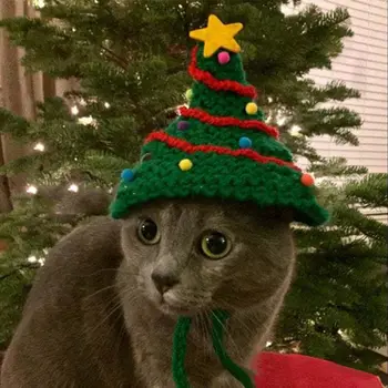 

Halloween Cute Christmas Tree Knitted Woolen Cap Pet Crossdresser Hat Soft Dog 11UA
