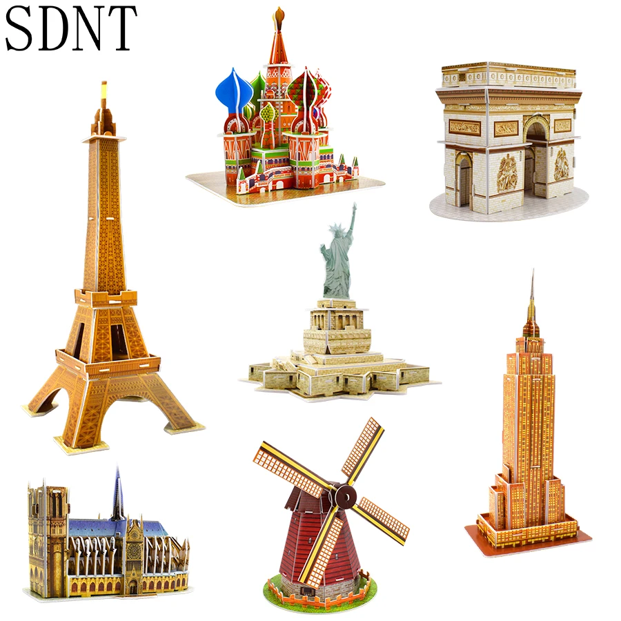 

Carboard Building Model 3D Toys Puzzles for Kids DIY World Famous Tower Bridge White House Jigsaw Puzzle Educational Toys Gifts
