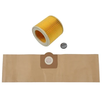 

HOT！-5Pcs Dust Bag 1Pcs Filter for KARCHER WD3 Premium WD 3,300 M WD 3,200 WD3.500 P 6,959-130 Vacuum Cleaner