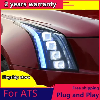 

2PCS Car Style LED headlights for Cadillac ATS 14-18 for ATS head lamp all LED DRL Lens Double Beam H7 HID Xenon bi xenon lens