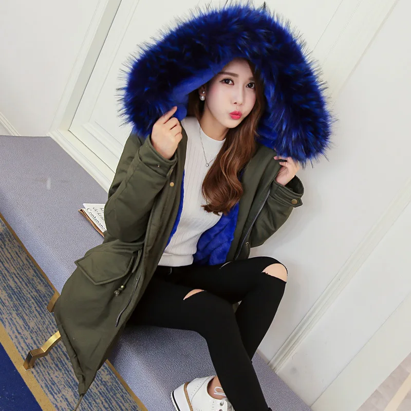 

2016 Winter New Style Korean-style Large Size Dress Mid-length Lambs Wool down Jacket Coat Fashion