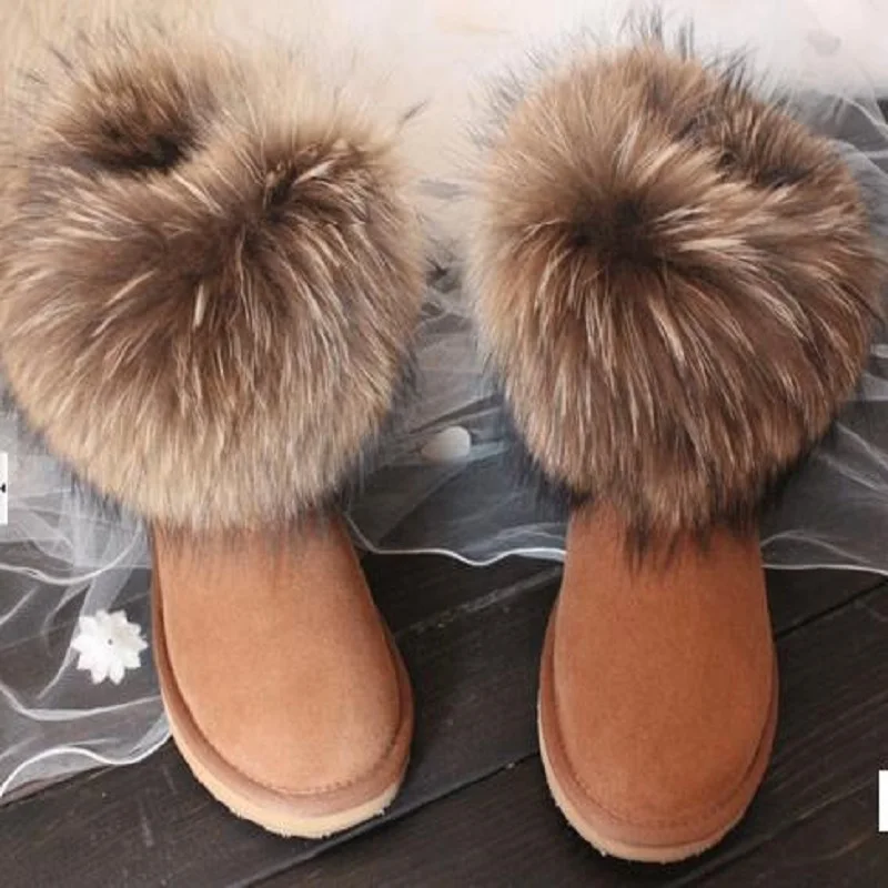 tan Зимние ботинки; женская обувь; zapatos mujer botas; обувь в австралийском стиле; женские ботинки; Зимние ботильоны; модная обувь на лисьем меху - Цвет: tan