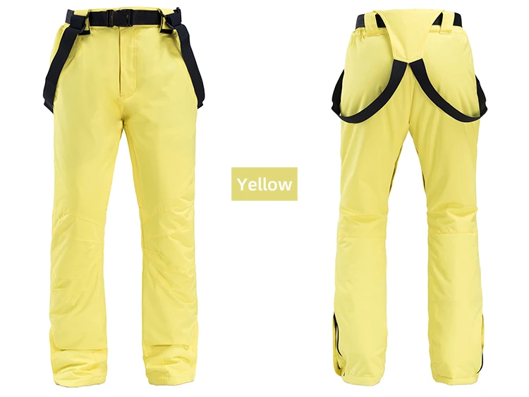 Черные красочные лыжные куртки и брюки для мужской лыжный костюм Сноубординг наборы очень теплые водонепроницаемые для снежной улицы зимняя одежда - Цвет: Yellow