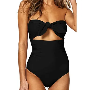 

#Z2 Bandage Knot Solid Bikini Set Sexy Push Up Swimwear Women Strapless Bathing Suit Plus Size Beachwear Swimsuit Biquini Mujer