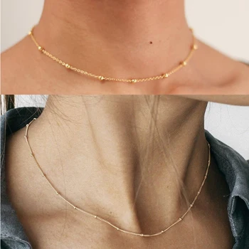 

Exquisite Wedding Necklace Dainty Gold Choker Necklaces Bohemian Jewelry Delicate Chain Satellite Bead Necklace Women Gift
