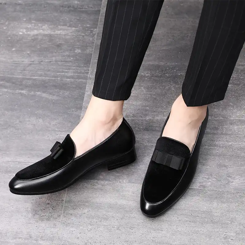 black patent slip on shoes