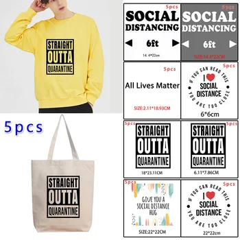 

5Pcs Text Printed Clothing Sticker Decor DIY Accessories PET Heat Transfer Decal PET Washable Wear-resistant hats bags sticker