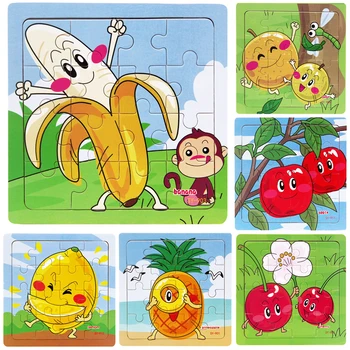 

Wooden Cartoon Peach Cherry Fruit Jigsaw Boards Kids Educational Toy Promotes hand-eye coordination fine motor skill toy puzzles