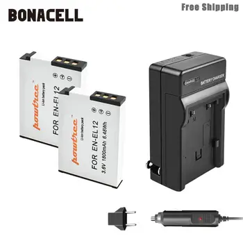 

Bonacell 1800mAh EN-EL12 EN EL12 Battery+Chargerfor Nikon CoolPix S610 S610c S620 S630 S710 P300 P310 P330 S6200 S6300 S9400 L50