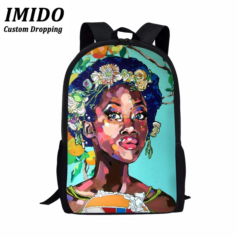 IMIDO, рюкзаки для девочек, Черная Королева, девушка, Волшебная афро леди, с принтом, Африканский школьный ранец, сумки для книг, женский рюкзак, Детский рюкзак для девочек - Цвет: WLL3398