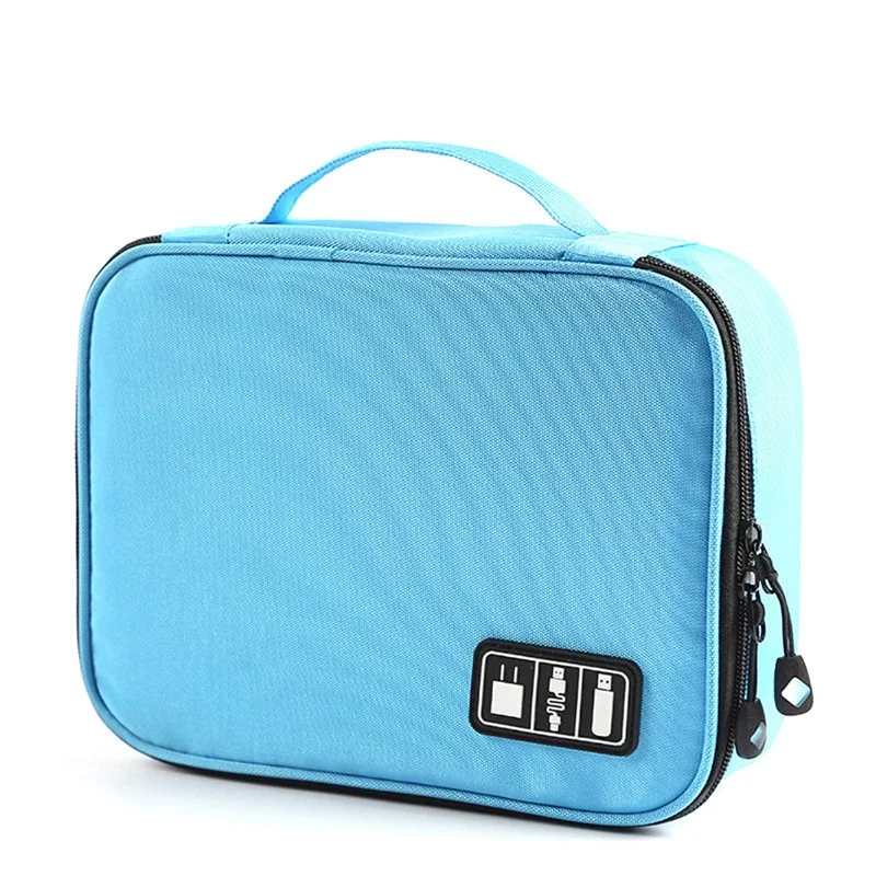 Многофункциональная портативная коробка для хранения, органайзер для путешествий, сумка, USB гаджет, зарядное устройство, кабель для наушников, сумка для хранения, чехол - Цвет: Blue