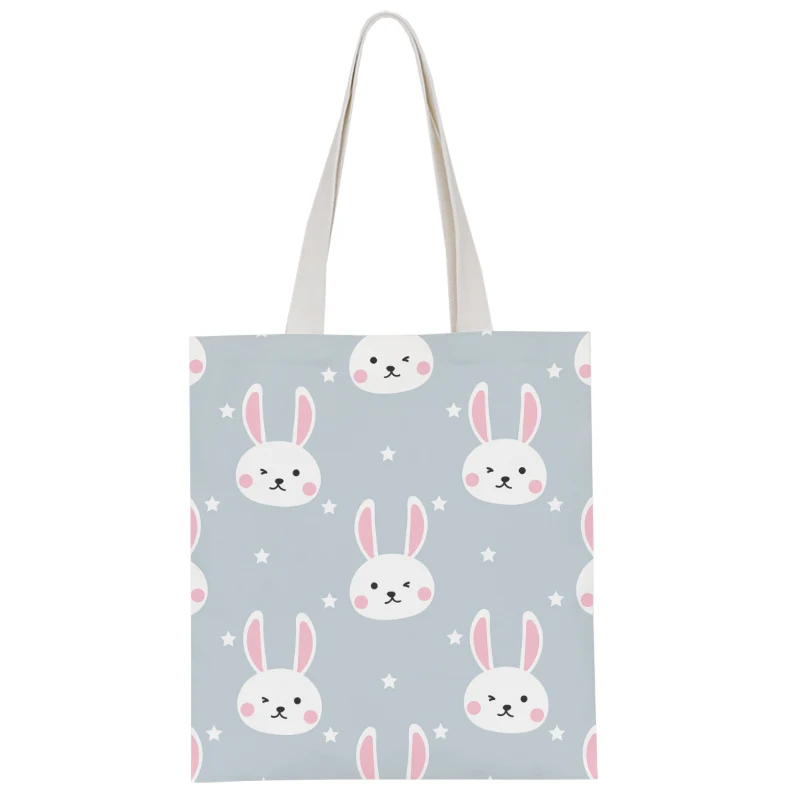 New Fashion Ladies Canvas Shoulder Bag Cute Animal Pink Sweet Girl Handbag Casual Harajuku Light Storage Bag Funny Shopping Bag