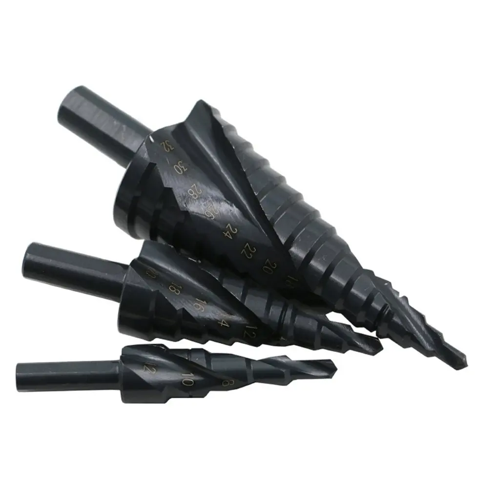 Нитридинг треугольная ручка черная спиральная ступенчатая дрель треугольный хвостовик прямая канавка сверло для металлического сверла