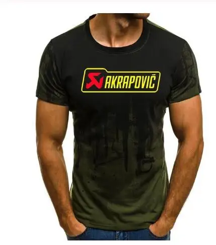 Мужские футболки, мужские футболки с принтом AKRAPOVIC, летние топы с принтом брызг чернил, мужские повседневные футболки с круглым вырезом и коротким рукавом B - Цвет: Синий
