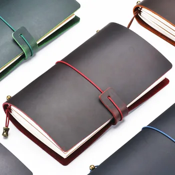 

DIY Handmade Leather Notebook Travel Notebooks Retro Minimalist Style Back To School Office Book Outside Sketchbook Friend Gift