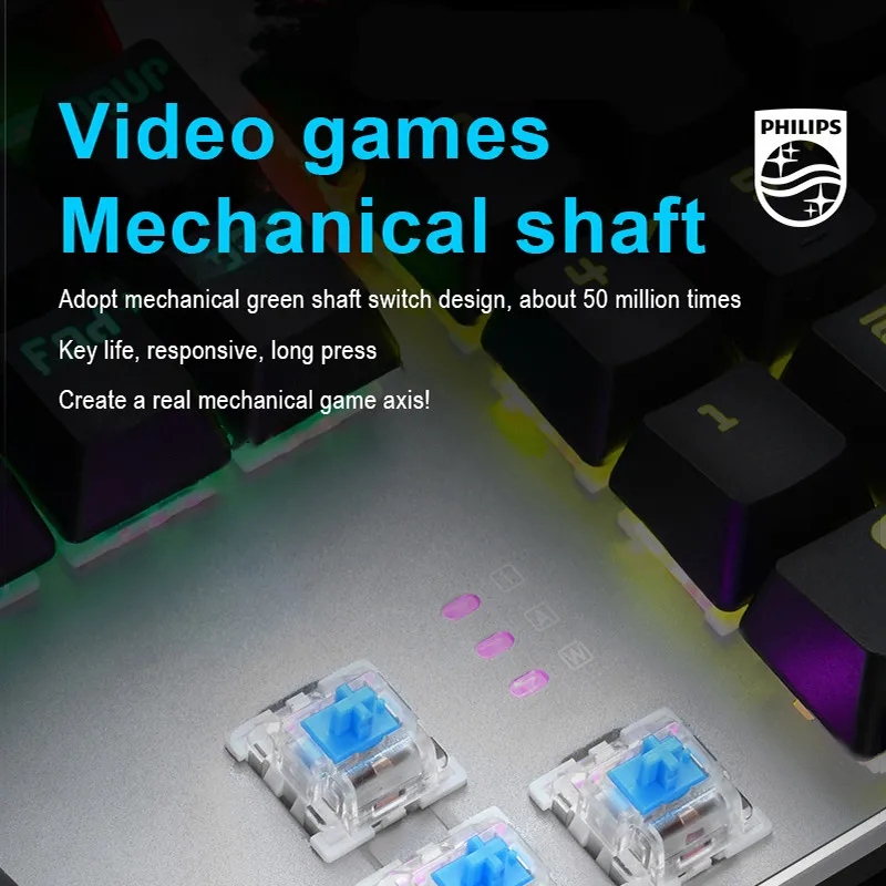 Mechanical Keyboard high Performance Gaming Keyboard Multi Color LED Backlight USB Wired for Office Work and PC gaming