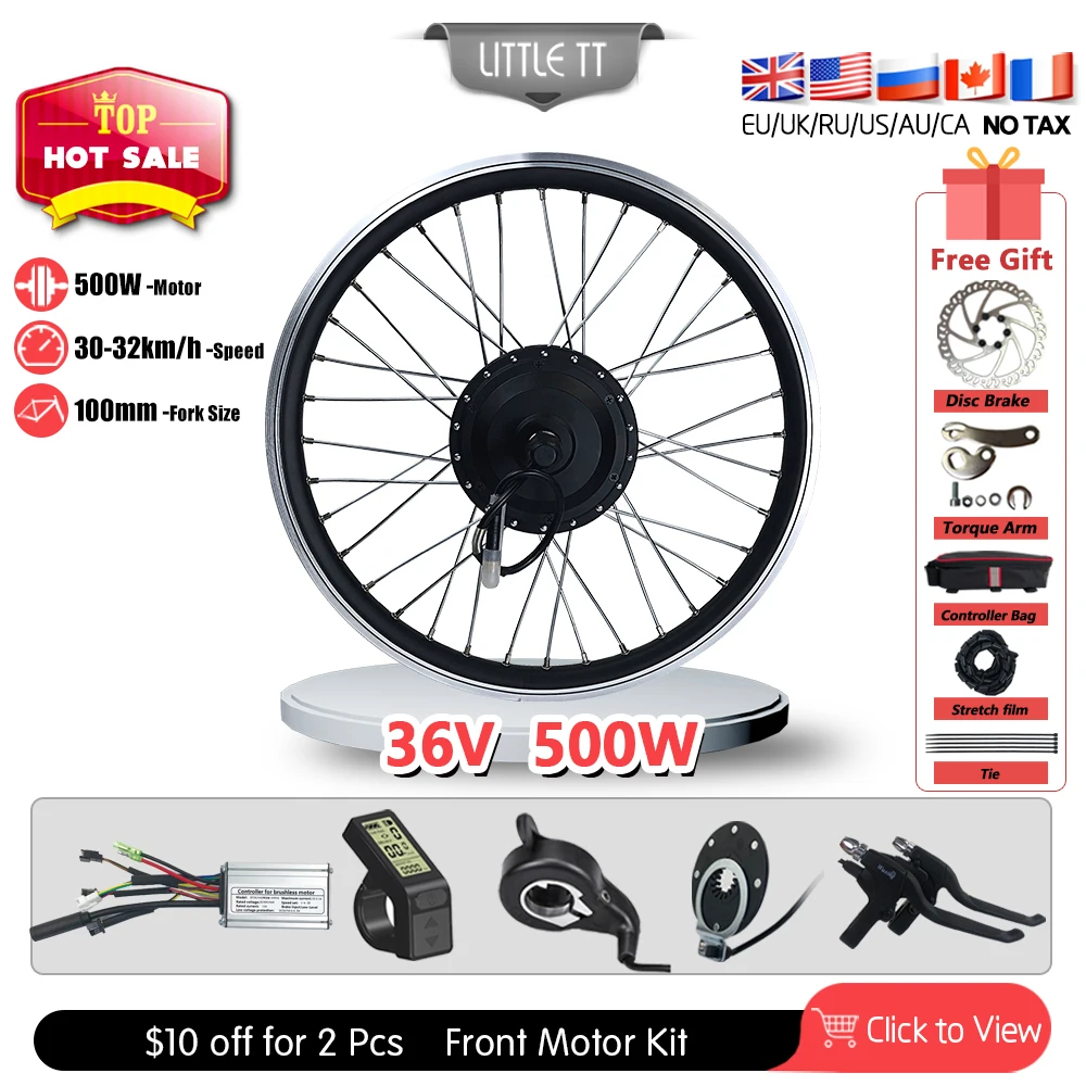 US $104.34 36V 500W Electric Bicycle Conversion KIt  Brushless Gear 1628 inch 700C Front Hub Motor Wheel for electric conversion kit