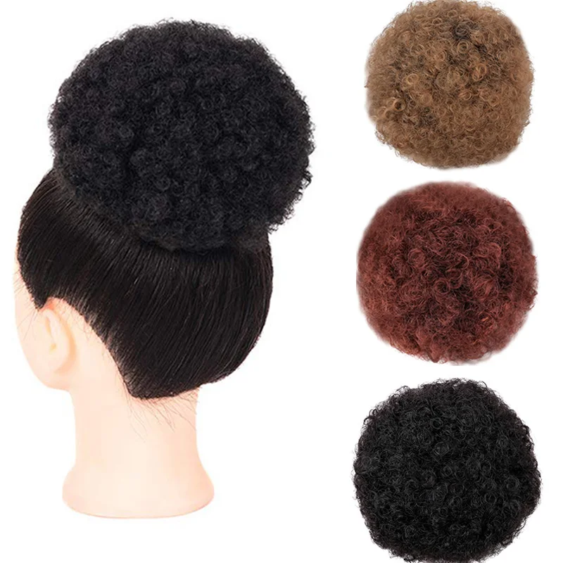 Dianqi Multicolor Chignon Hair Afro Puff Soft Fried Head Elastic Hair Rope Synthetic Bun For Black Woman