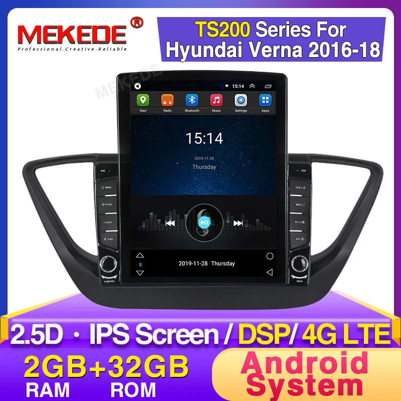 MEKEDE Tesla экран Android автомобильный Радио плеер для Hyundai Solaris Verna 2017 2018 автомобильное
