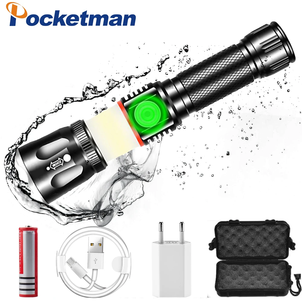 

30000LM T6/L2 Super Bright Led flashlight USB linterna led torch Power Tips Zoomable Bicycle Light 18650 Rechargeable