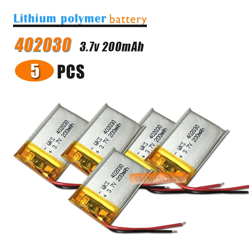 Free shipping 5pcs/lot 3.7V lithium battery 200mah 402030 042030 GPS ...