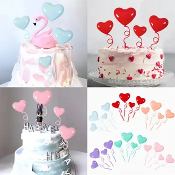 

40pcs Heart-Shaped Cake Toppers Cute Birthday Balloons Cake Ornaments Romantic Valentine Day Cake Toppers Party Decorations