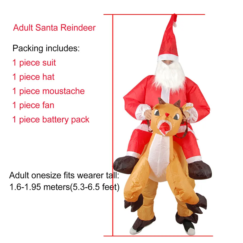 Santa Reindeer Взрослый мужчина и женщина Рождество надувной цветной Санта Клаус езда олень Рождественская елка кукла индейки вечерние праздник веселье шоу - Цвет: Santa Reindeer