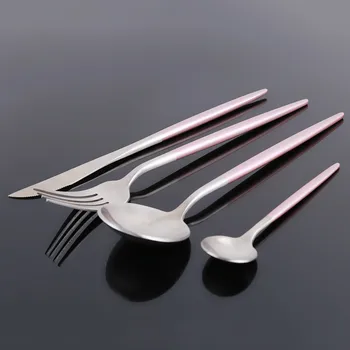 

New Pink Handle Stainless Steel Cutlery Set Stainless Steel Cutlery Set Plated Dinnerware Creative Dinner Set Fork Knife