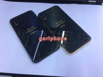 

for phone X xs max 8mu real gold plated Housing with Metal Frame Battery Door Replacement full housing