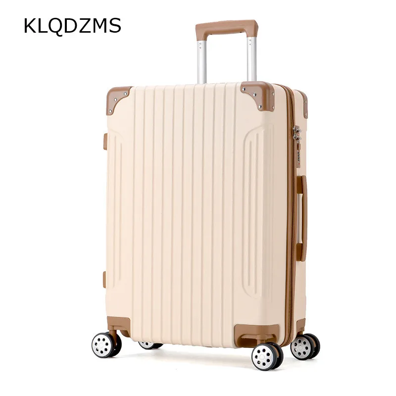 KLQDZMS 20&rsquo;&rsquo;22&rsquo;&rsquo;24&rsquo;&rsquo;26 Inch ABS Women's Personalized Trolley Luggage Bag Fashion Wheeled Suitcase Set Trolley College Style Hot