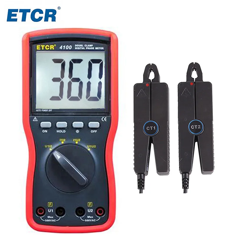 ETCR4100 двойной зажим Цифровой трехфазный Измеритель последовательности тестер
