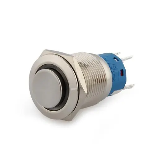 Horn Switch Horn Button Push Button For Car 19 mm 12V Red LED Silver