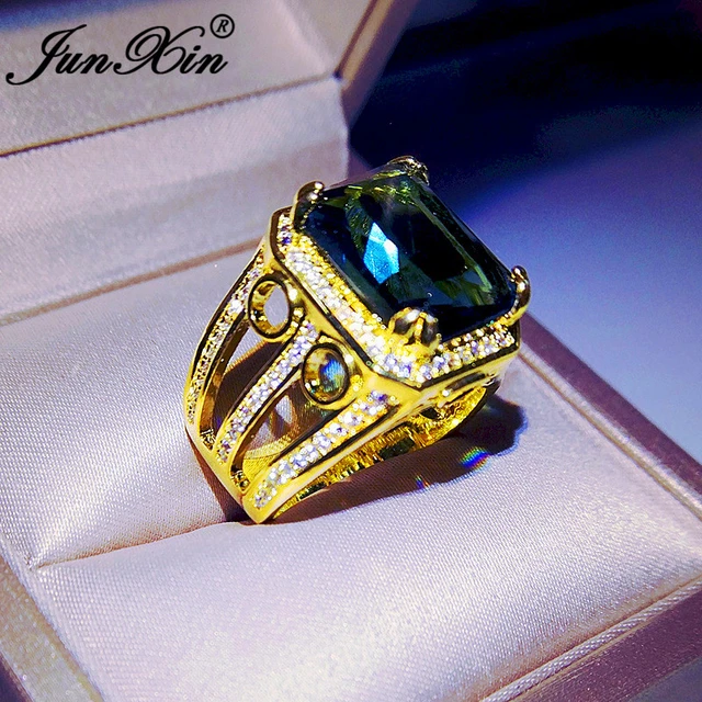 Angel Adjustable Gold Plated Ring with American Diamond with Blue Stone  wedding gift for Women Girls