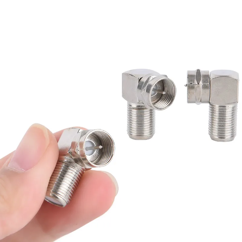 

2PCS Steel Right Angle TV Aerial Antenna Plug Connector Adapter Plug To Socket Coax Cable