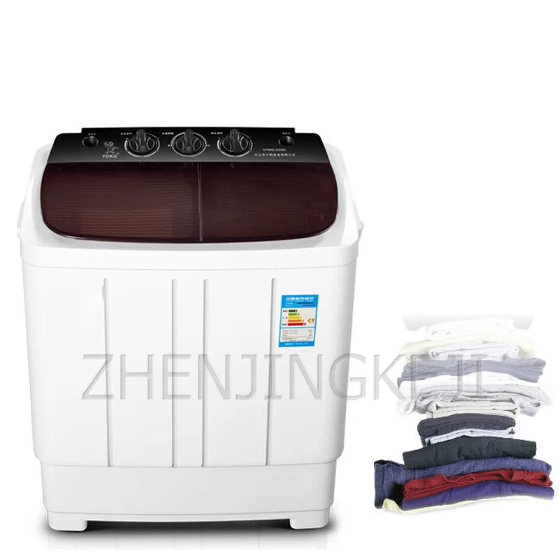 

Home Washing Machine 6.0KG Semiautomatic Double Barrel 220V UV Blue Light Washer Elution Dual-use Portable Clothes Washing Tools