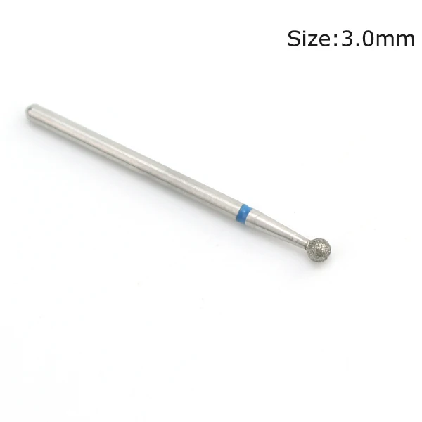 Blue 3.0mm 1 шт. Алмазный шариковый роторный фреза для маникюра, ногтей, сверло для кутикулы, электрические пилочки для ногтей, инструменты для удаления геля - Цвет: Blue 3.0mm