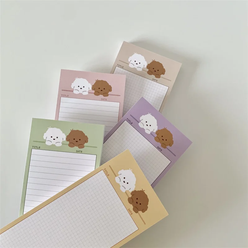 B5 Half Cartoon Cute Puppy Memo Pad Grid Horizontal Line Student kawaii diary Learning Note Paper school Stationery 50 Sheets